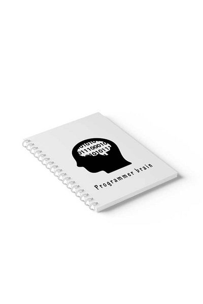 LOWHA Spiral Notebook with Front and Back Hard Covers Featuring Programmer Brain Design