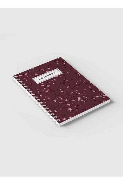 LOWHA Spiral Notebook with Front and Back Hard Covers Featuring Terrazzo Style Design