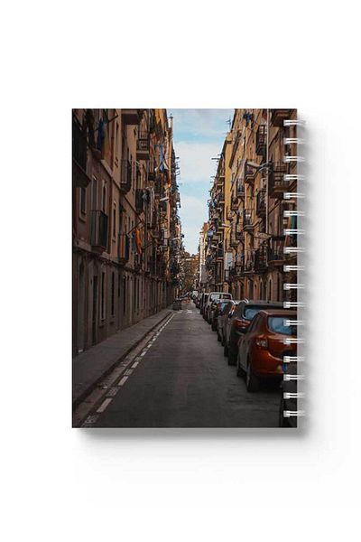 LOWHA Spiral Notebook with Front and Back Hard Covers Featuring Street Design