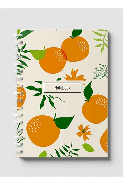 LOWHA Spiral Notebook with Front and Back Hard Covers Featuring Orange Vector Design