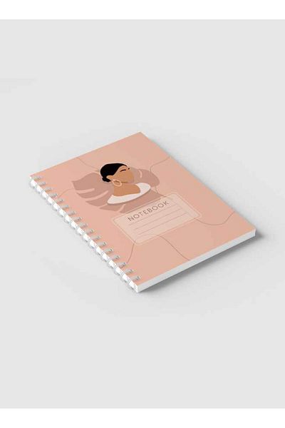 LOWHA Spiral Notebook with Front and Back Hard Covers Featuring Pastel Boho Girl Design