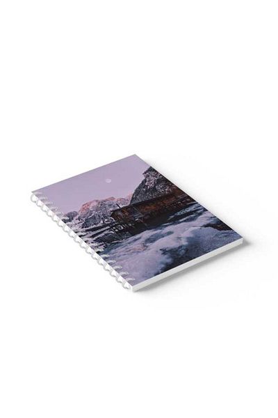 LOWHA Spiral Notebook with Front and Back Hard Covers Featuring Lake House Design