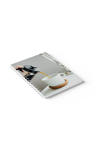 LOWHA Spiral Notebook with Front and Back Hard Covers Featuring Coffee Design