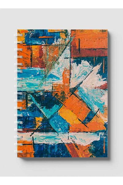 LOWHA Spiral Notebook with Front and Back Hard Covers Featuring Mixed Hand Paint Design