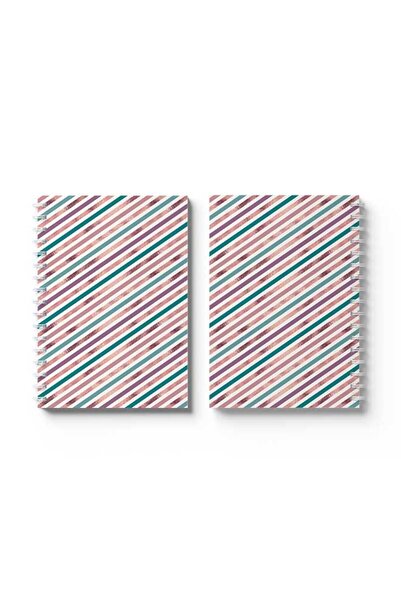 LOWHA دفتر ملاحظات حلزوني مع غلافين أمامي وخلفي صلبين بتصميم خطوط ملونة