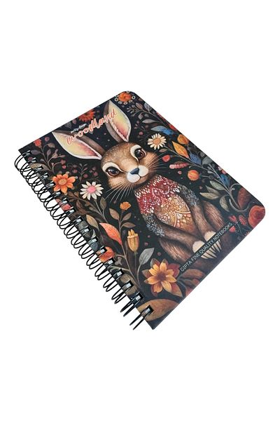 Polin Woodland Notepad, A6 Size, 96 Sheets Unlined, Spiral, Hard Cover, Cute Animal Pattern