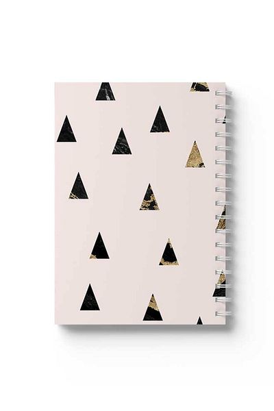 LOWHA Spiral Notebook with Front and Back Hard Covers Featuring Traingles Design