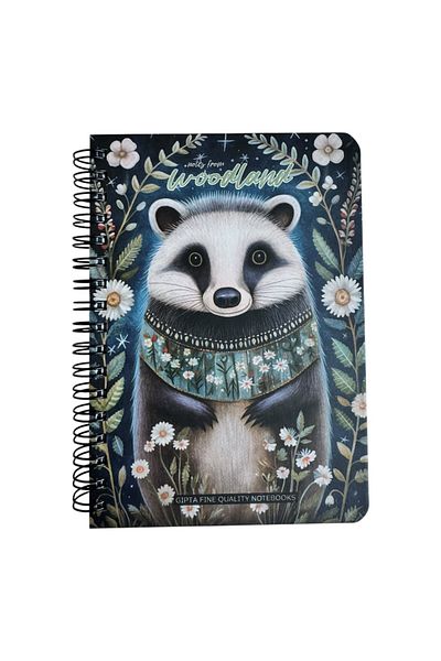 Polin Woodland Notepad, A6 Size, 96 Sheets Unlined, Spiral, Hard Cover, Cute Animal Pattern