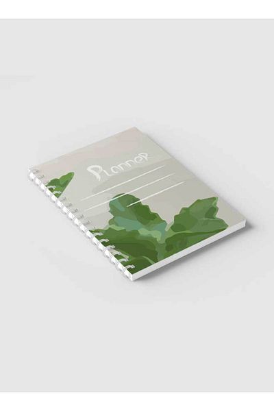 LOWHA Spiral Notebook with Front and Back Hard Covers Featuring Eco Style Leaves Design