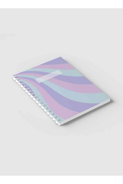 LOWHA Spiral Notebook with Front and Back Hard Covers Featuring Aesthetic Waves Colored Design