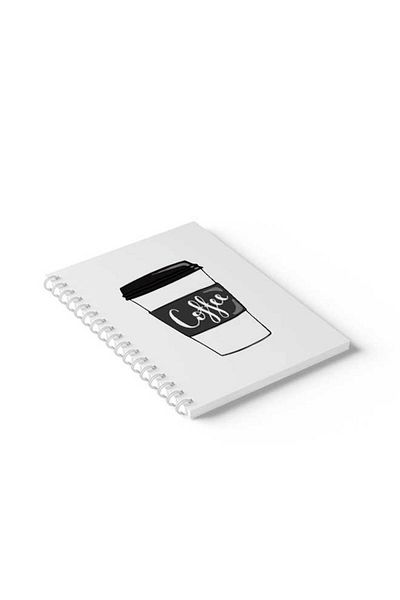 LOWHA Spiral Notebook with Front and Back Hard Covers Featuring Coffee Design