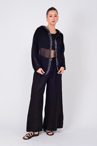 Park Moda 14316 Sequence Detailled Hooded Mercellized Jacket