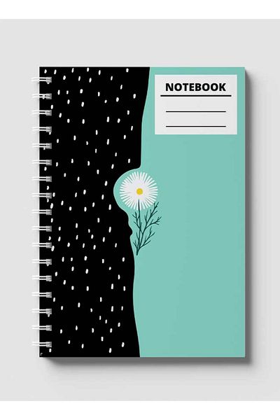 LOWHA Spiral Notebook with Front and Back Hard Covers Featuring Floral & Dots Design