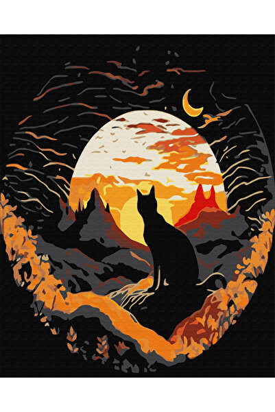 İZSA HOBİ Sayılarla Boyama Hobi Seti 40x50 Çerçeveli Numaralı Tuval Fırça Boy...