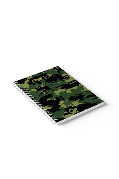 LOWHA Spiral Notebook with Front and Back Hard Covers Featuring Pixels Design
