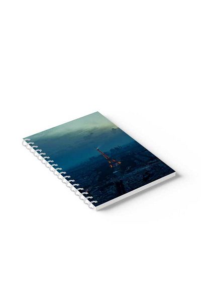 LOWHA Spiral Notebook with Front and Back Hard Covers Featuring Paris Design