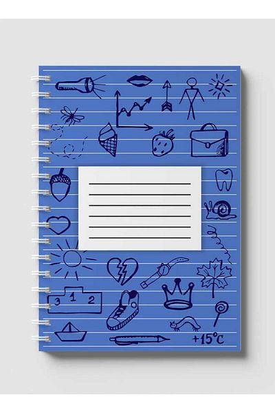 LOWHA Spiral Notebook with Front and Back Hard Covers Featuring Back to School Lines Design