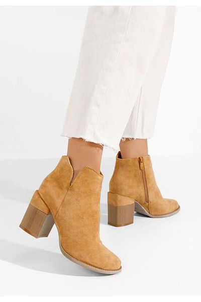 B T Shoes Paletia brown chunky heel ankle boots