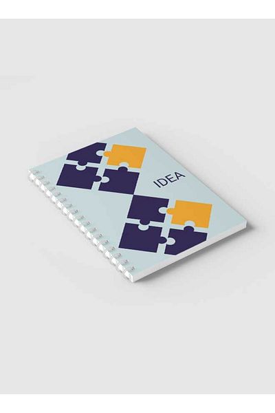 LOWHA Spiral Notebook with Front and Back Hard Covers Featuring Idea Puzzle Design