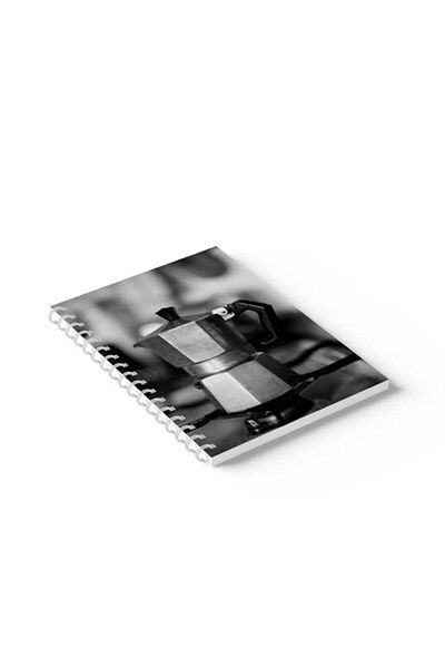 LOWHA Spiral Notebook with Front and Back Hard Covers Featuring Mocha Pot Design