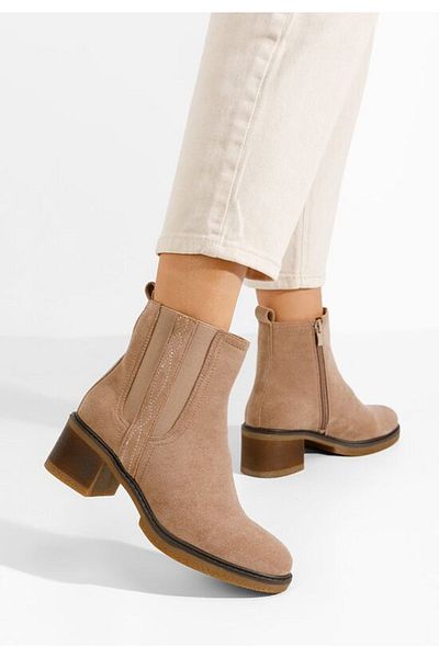 B T Shoes Beige Zhiva heeled boots