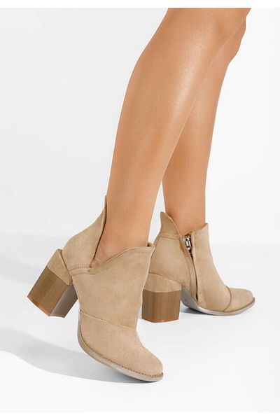 B T Shoes Odeisa khaki chunky heel ankle boots