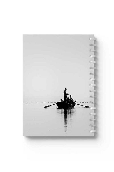 LOWHA Spiral Notebook with Front and Back Hard Covers Featuring Fisher Man Design