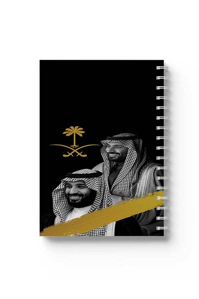 LOWHA دفتر ملاحظات حلزوني بغلافين أمامي وخلفي متينين بتصميم ملوك المملكة العربية السعودية