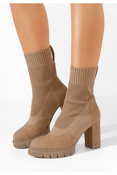 B T Shoes Opimia khaki chunky heel ankle boots