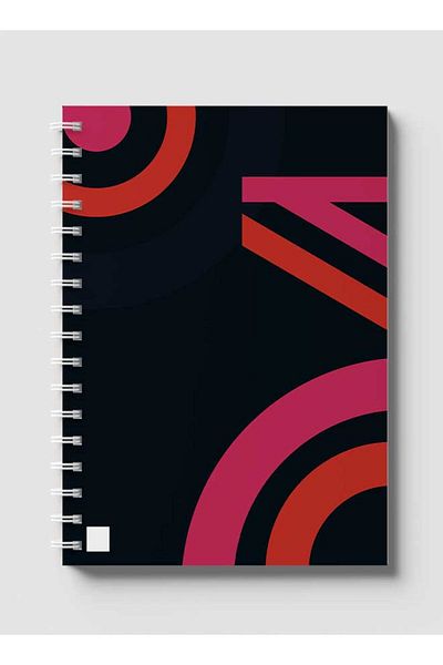 LOWHA Spiral Notebook with Front and Back Hard Covers Featuring Modern Colored Shapes Design