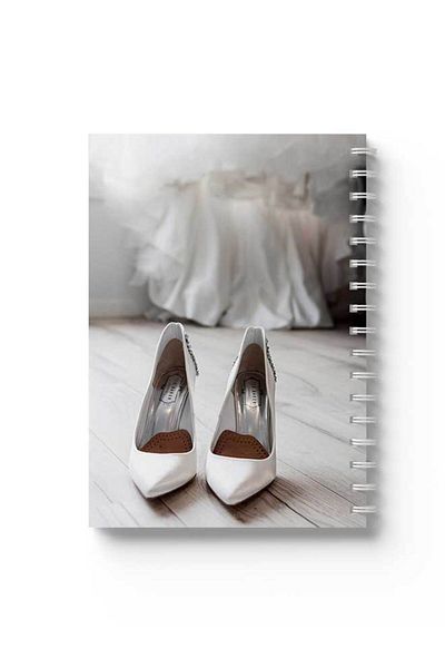 LOWHA Spiral Notebook with Front and Back Hard Covers Featuring Wedding Shoese Design