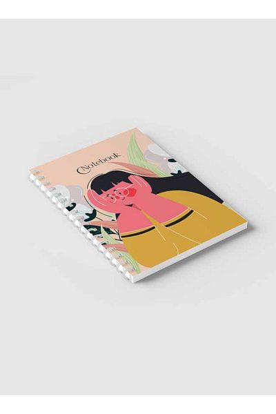 LOWHA Spiral Notebook with Front and Back Hard Covers Featuring Classical Theme Girl Design