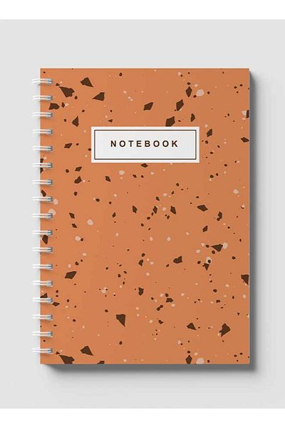 LOWHA Spiral Notebook with Front and Back Hard Covers Featuring Terrazzo Style Design