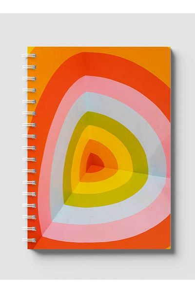 LOWHA Spiral Notebook with Front and Back Hard Covers Featuring Optical Illusion Colored Core Design