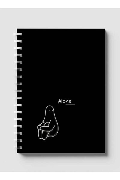 LOWHA Spiral Notebook with Front and Back Hard Covers Featuring Alone Design