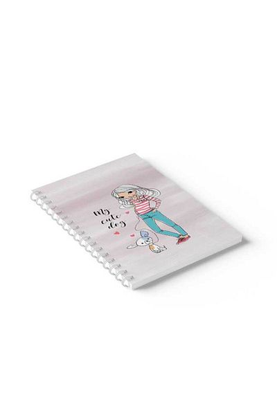 LOWHA Spiral Notebook with Front and Back Hard Covers Featuring My Cute Dog Design