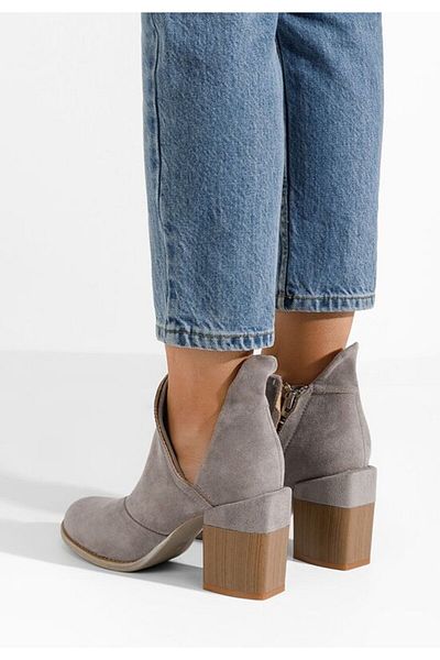 B T Shoes Odeisa grey chunky heel ankle boots