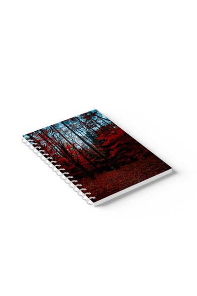 LOWHA Spiral Notebook with Front and Back Hard Covers Featuring Red Woods Design