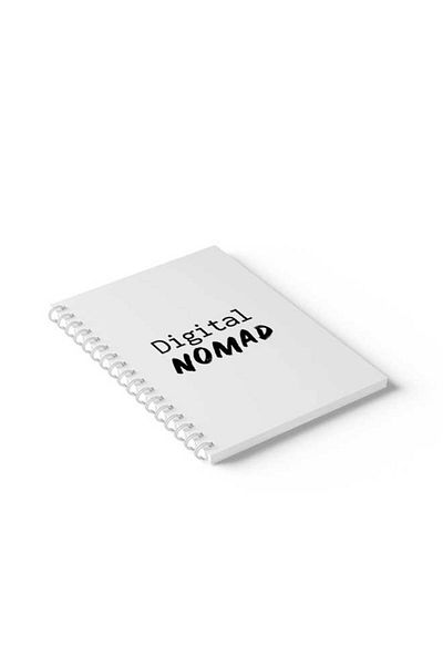 LOWHA Spiral Notebook with Front and Back Hard Covers Featuring Digital Nomad Design