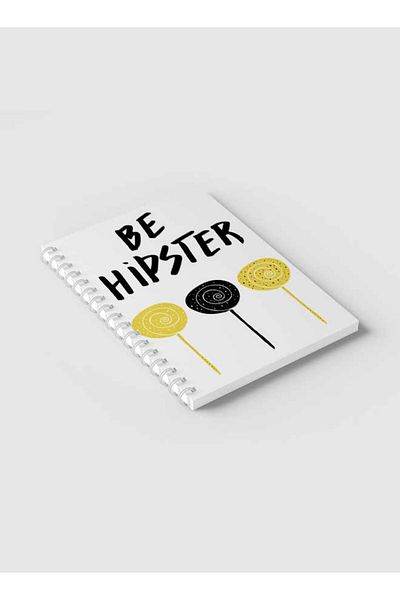 LOWHA Spiral Notebook with Front and Back Hard Covers Featuring Be Hipster & Lollipops Design