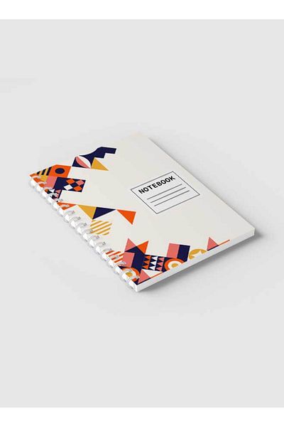 LOWHA Spiral Notebook with Front and Back Hard Covers Featuring Flat Mosiac Design