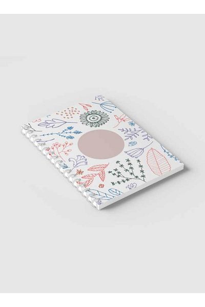 LOWHA Spiral Notebook with Front and Back Hard Covers Featuring Artisitc Doodle Flowers Design