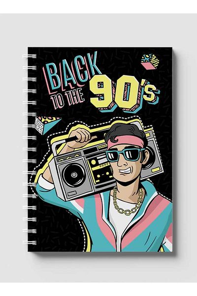 LOWHA Spiral Notebook with Front and Back Hard Covers Featuring Back to the 90's Design