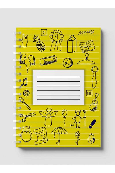 LOWHA Spiral Notebook with Front and Back Hard Covers Featuring Back to School Lines Design
