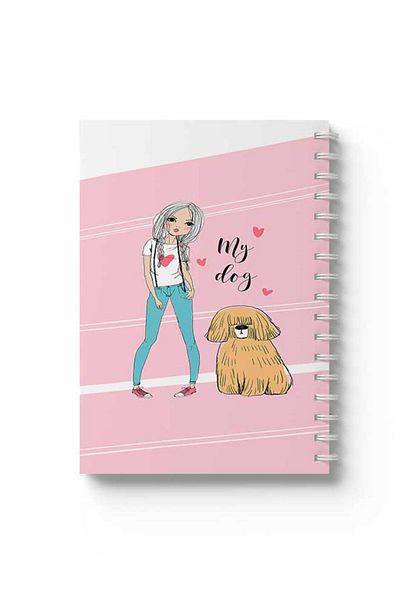 LOWHA Spiral Notebook with Front and Back Hard Covers Featuring My Dog Design