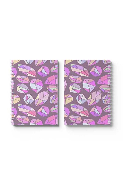 LOWHA دفتر ملاحظات حلزوني مع غلافين أمامي وخلفي صلبين بتصميم ماسي