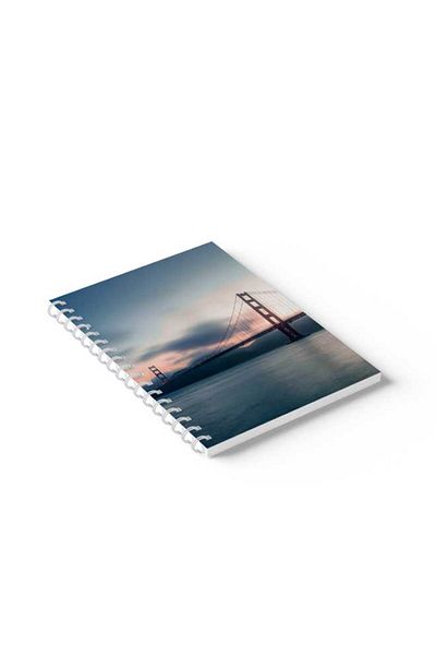 LOWHA Spiral Notebook with Front and Back Hard Covers Featuring Golden Gate Bridge Design