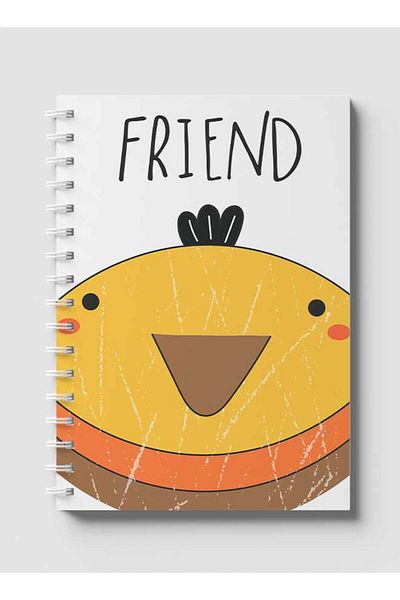 LOWHA Spiral Notebook with Front and Back Hard Covers Featuring Chicken Friend Design