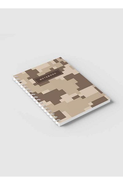 LOWHA Spiral Notebook with Front and Back Hard Covers Featuring Dessert Camouflage Design