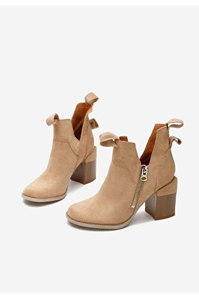 B T Shoes Botine cu toc Iriel kaki